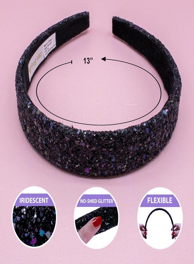 FROG SAC Glitter Headbands for Girls, Black Head Band Hair Accessories for Little Girl, No Shed Sparkly Wide Headband for Kids, Cute Alice Hairband for Toddler Children, Easter Basket Stuffers - Image 5